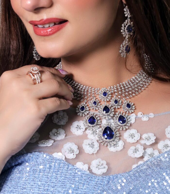 Sapphire Cascade Diamond Choker Necklace