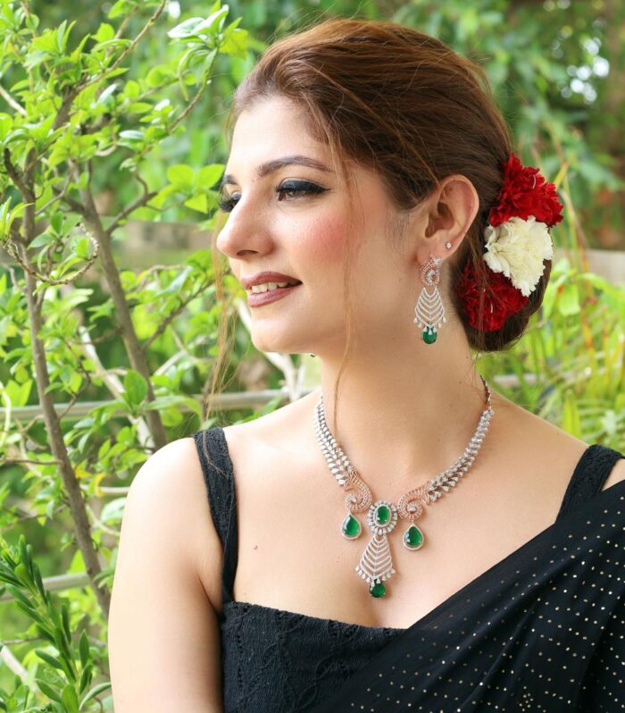 Emerald Teardrop Diamond Necklace