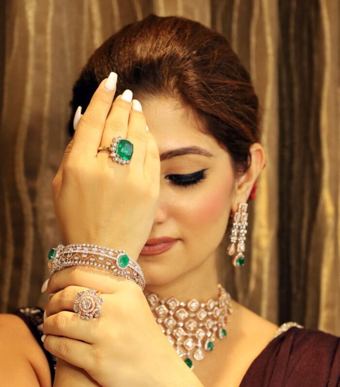 Emerald Stone Diamond Statement Ring