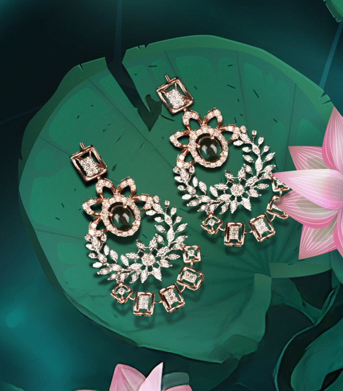 Emerald Crown Diamond Statement Drop earrings