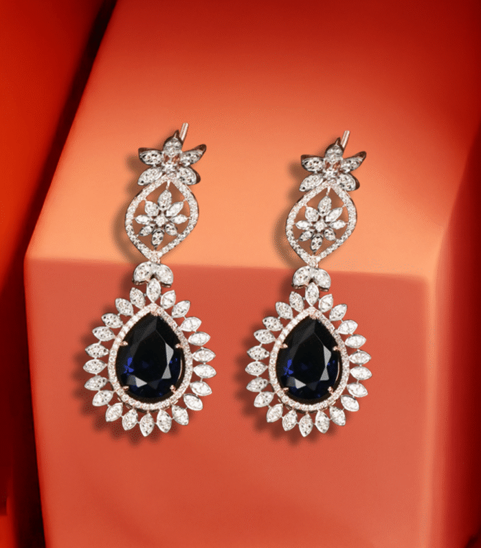 Diamond Waterfall Sapphire Drop Earrings