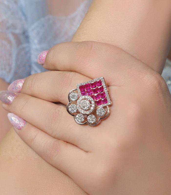 Ruby Square Floral Ring
