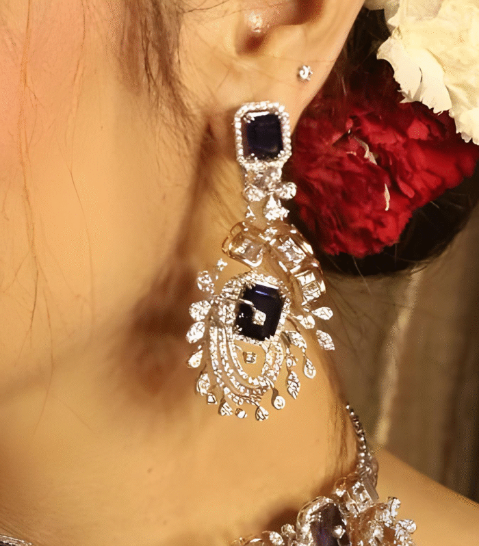 Midnight Sapphire Diamond Drop Earrings