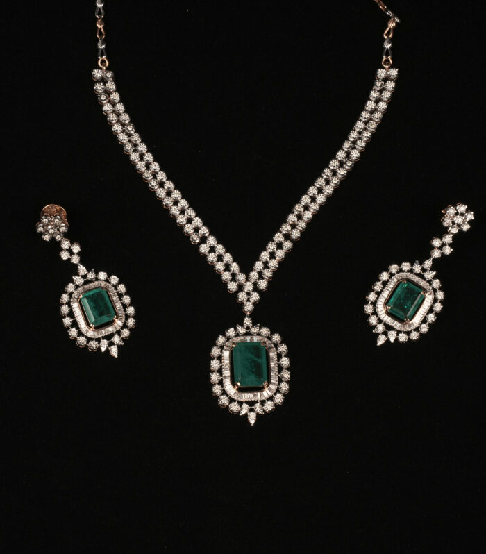 Sapphire Encrusted Diamond Drop Earrings