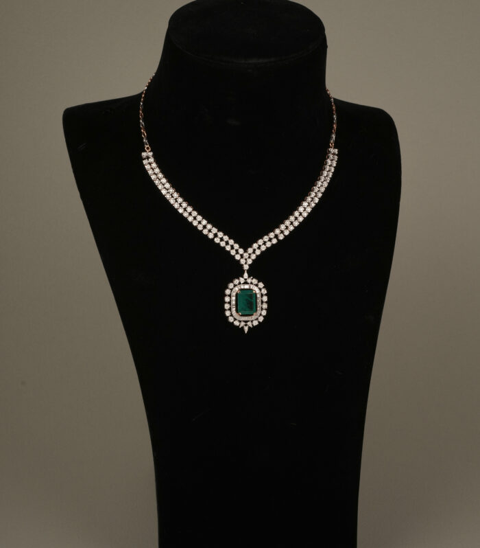 Elegant Sapphire Encrusted Diamond Necklace