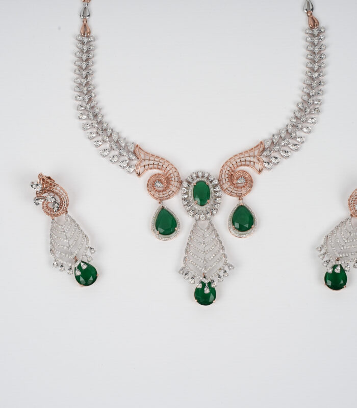 Emerald Teardrop Diamond Drop Earrings